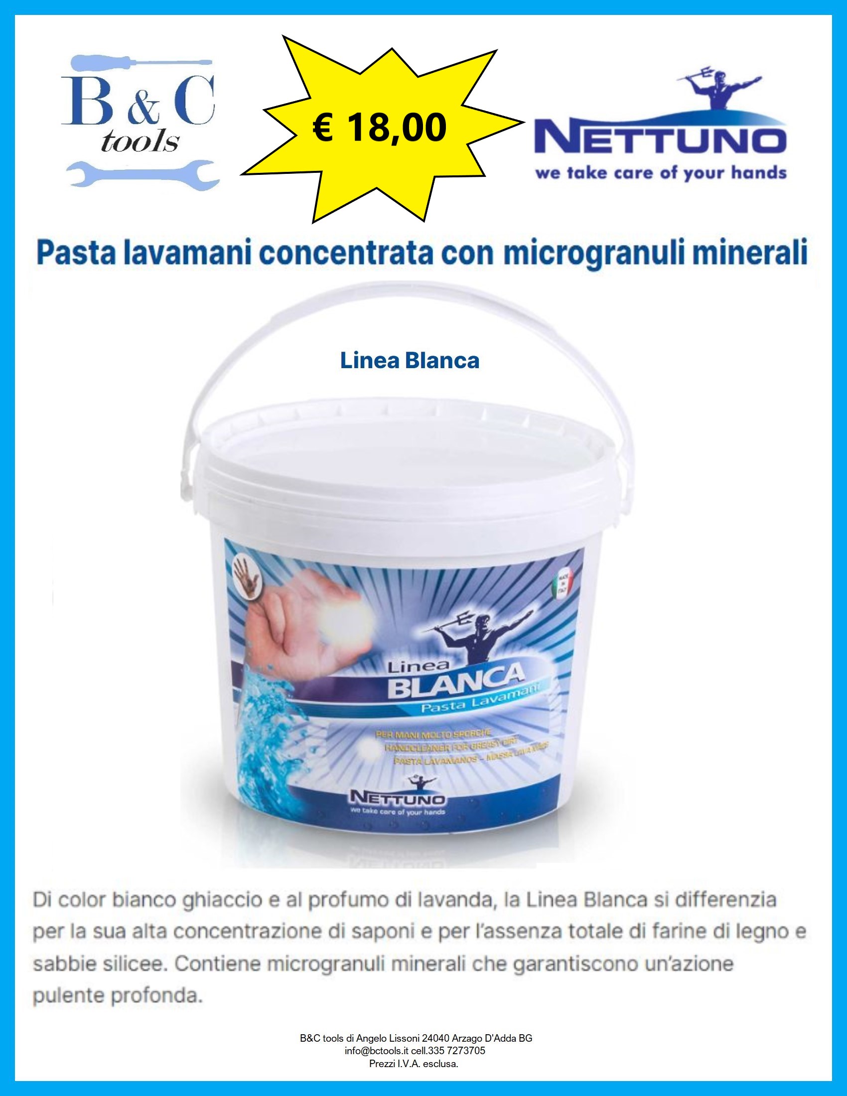 NETTUNO – LINEA BLANCA: Pasta lavamani concentrata con